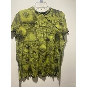INC woman’s 2x green y2k Asian shirt.